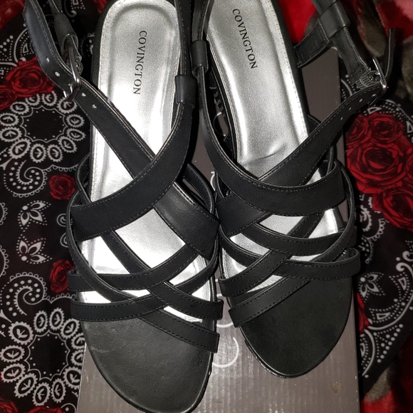 Black wedge sandals size 11wide - Picture 4 of 4